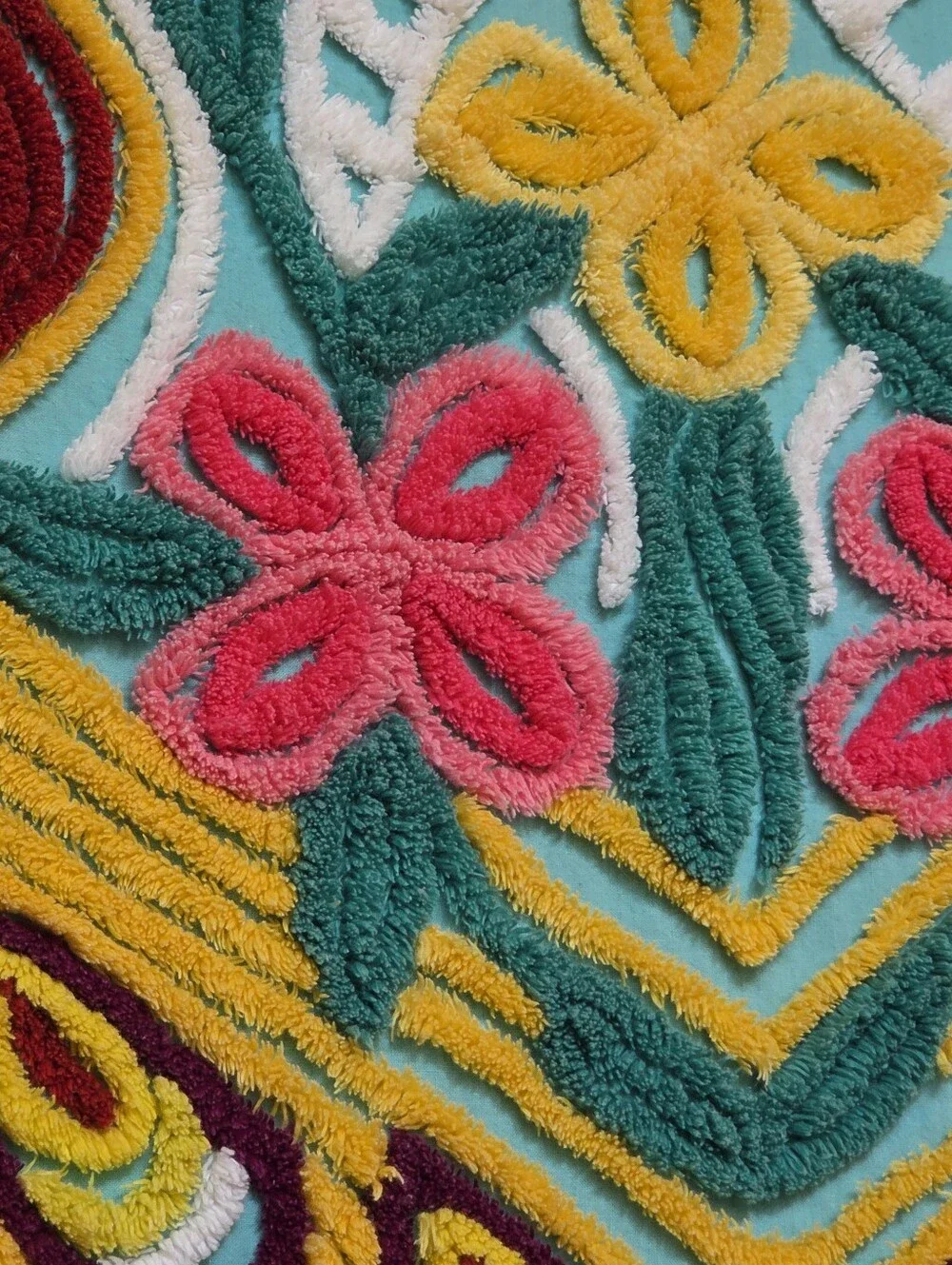 Vintage Chenille Peacock Bedspread 90